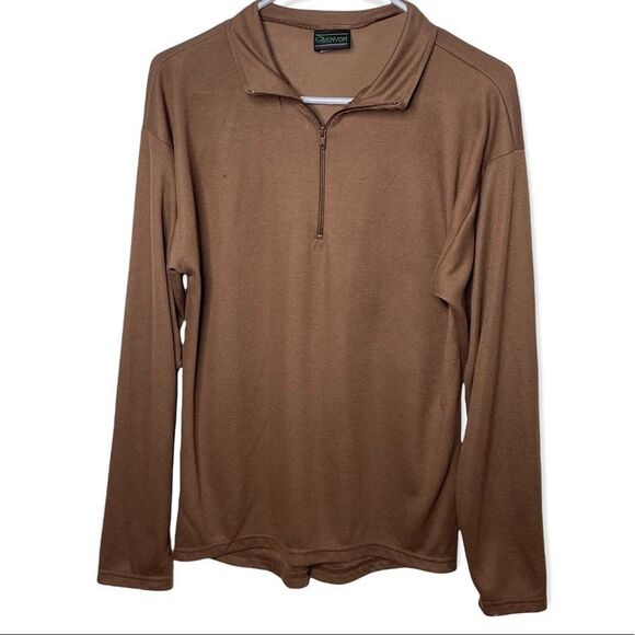 Vintage Kenyon Brown 1/4 Zip Pullover Long sleeve Top Sz Medium - Picture 1 of 5